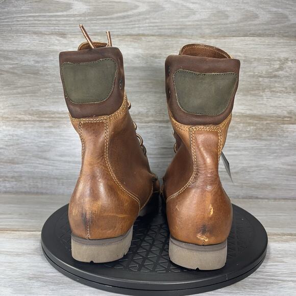 Vintage Timberland Women’s work Brown Two tone Leather Moc Toe Boots Size 7.5 - Picture 4 of 10